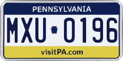 PA license plate MXU0196
