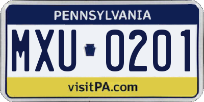 PA license plate MXU0201