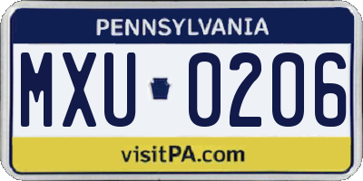 PA license plate MXU0206