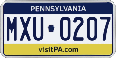 PA license plate MXU0207