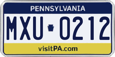 PA license plate MXU0212