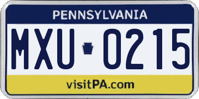 PA license plate MXU0215