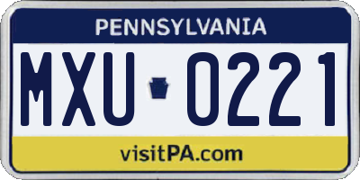 PA license plate MXU0221