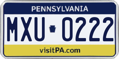 PA license plate MXU0222