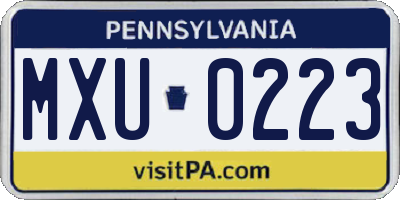 PA license plate MXU0223
