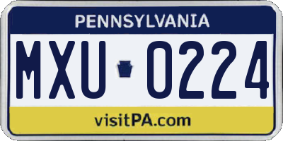 PA license plate MXU0224