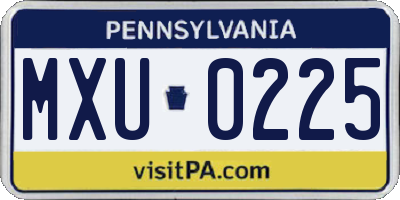 PA license plate MXU0225