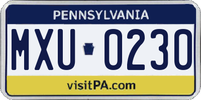 PA license plate MXU0230