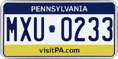 PA license plate MXU0233