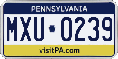 PA license plate MXU0239