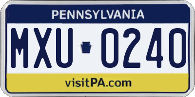 PA license plate MXU0240