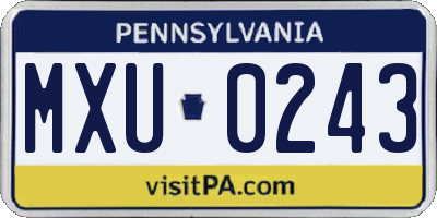 PA license plate MXU0243