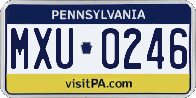 PA license plate MXU0246