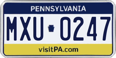 PA license plate MXU0247