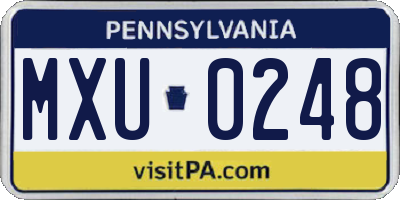PA license plate MXU0248