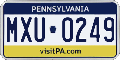 PA license plate MXU0249