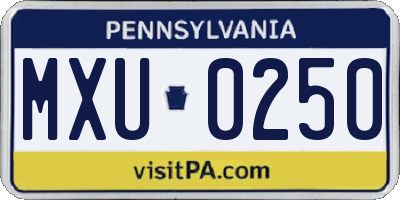PA license plate MXU0250
