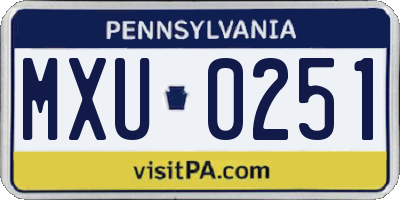 PA license plate MXU0251