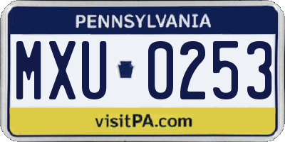 PA license plate MXU0253