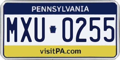 PA license plate MXU0255
