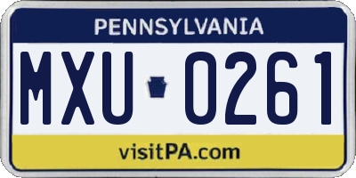 PA license plate MXU0261