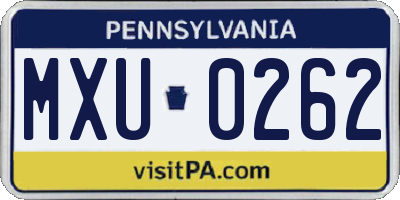 PA license plate MXU0262