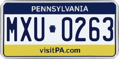 PA license plate MXU0263