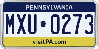PA license plate MXU0273