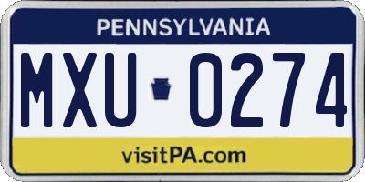 PA license plate MXU0274