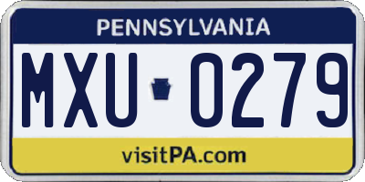 PA license plate MXU0279