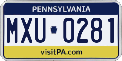 PA license plate MXU0281