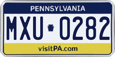 PA license plate MXU0282
