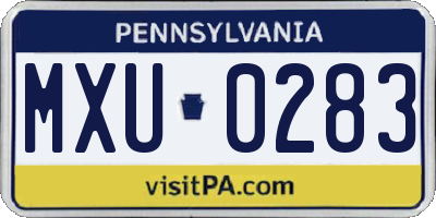 PA license plate MXU0283