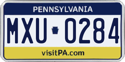PA license plate MXU0284