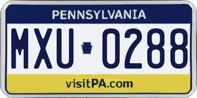 PA license plate MXU0288