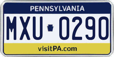 PA license plate MXU0290