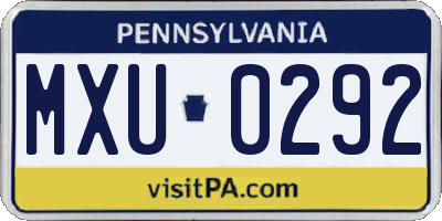 PA license plate MXU0292