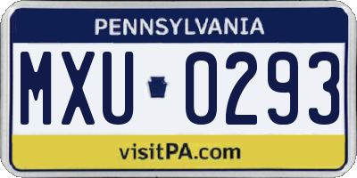 PA license plate MXU0293