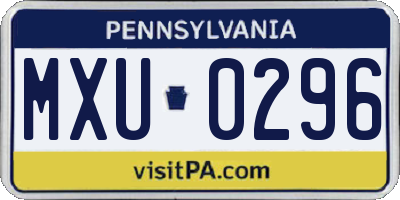 PA license plate MXU0296