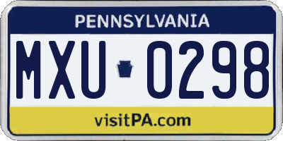 PA license plate MXU0298