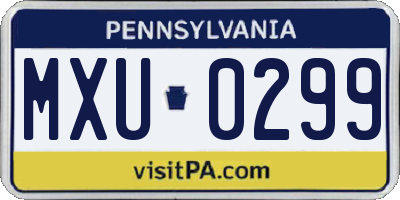 PA license plate MXU0299