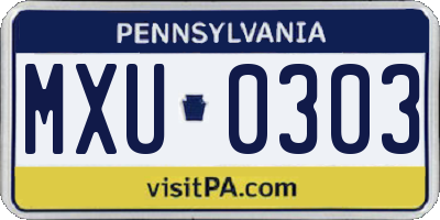 PA license plate MXU0303