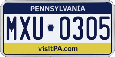 PA license plate MXU0305
