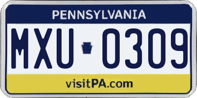 PA license plate MXU0309