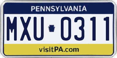 PA license plate MXU0311