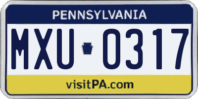PA license plate MXU0317