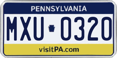 PA license plate MXU0320