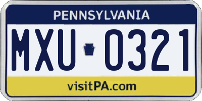 PA license plate MXU0321