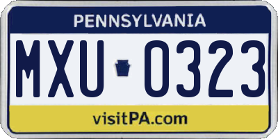 PA license plate MXU0323