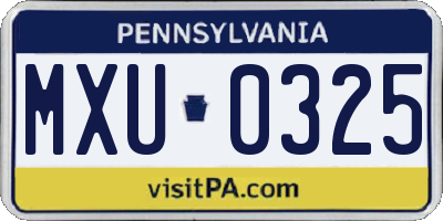 PA license plate MXU0325